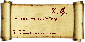 Kruzslicz György névjegykártya